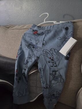 Blue Cartoon Print Baby Pants